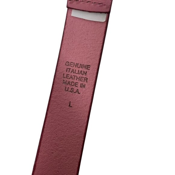 Women's L 33-37" Pink Leather Daisy Flower Buckle Belt Hippie Boho Made in USA - Picture 5 of 7